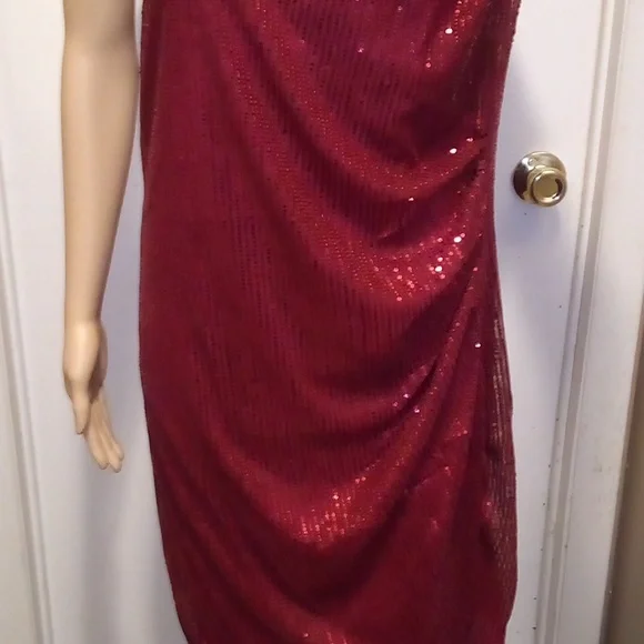 Grace Karen Red Wine Rusched Sequin Off Shoulder Cocktail Dress - Size 2XL - Picture 4 of 11